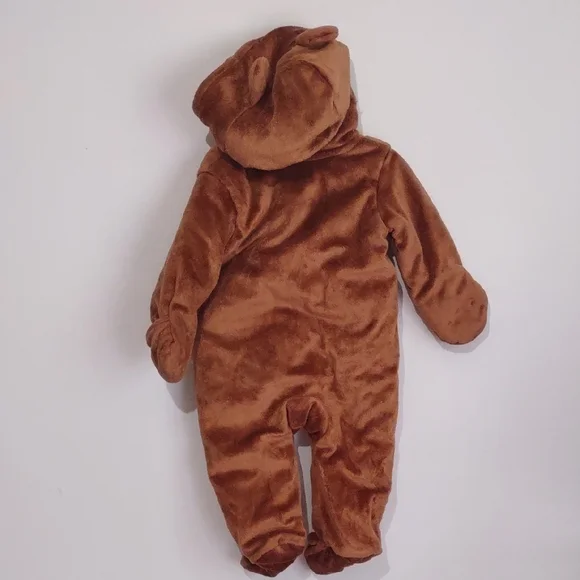 Carter's Brown Hooded Plush Baby Onesie Teddy Bear Outfit Costume Pictures 0-6 - Picture 6 of 6